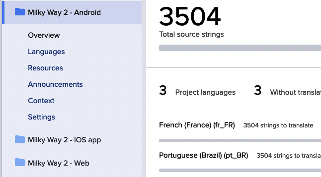Translation memory projects