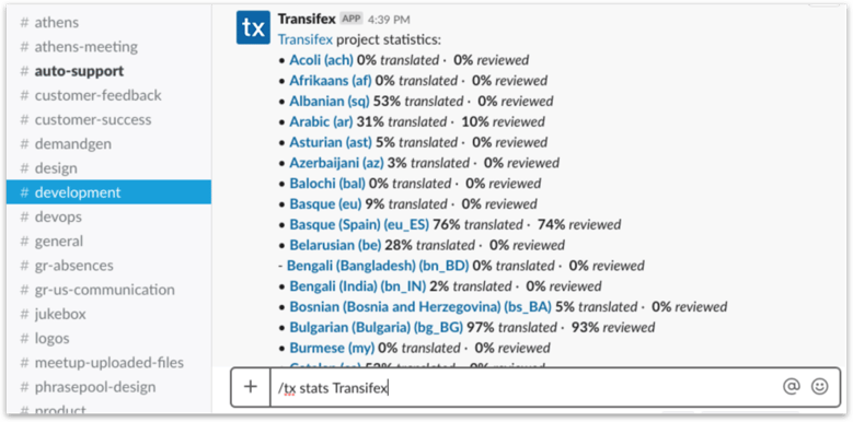 Transifex Slack Integration