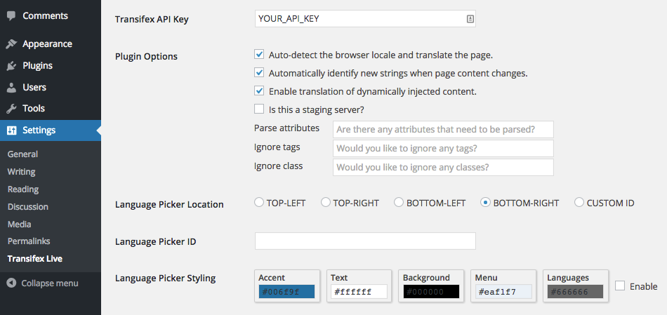 Transifex Live Multilingual WordPress Plugin