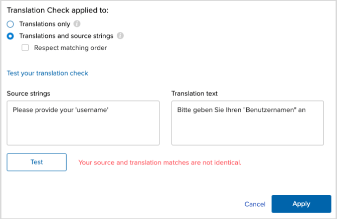 Robust Custom Translation Checks With Regular Expressions