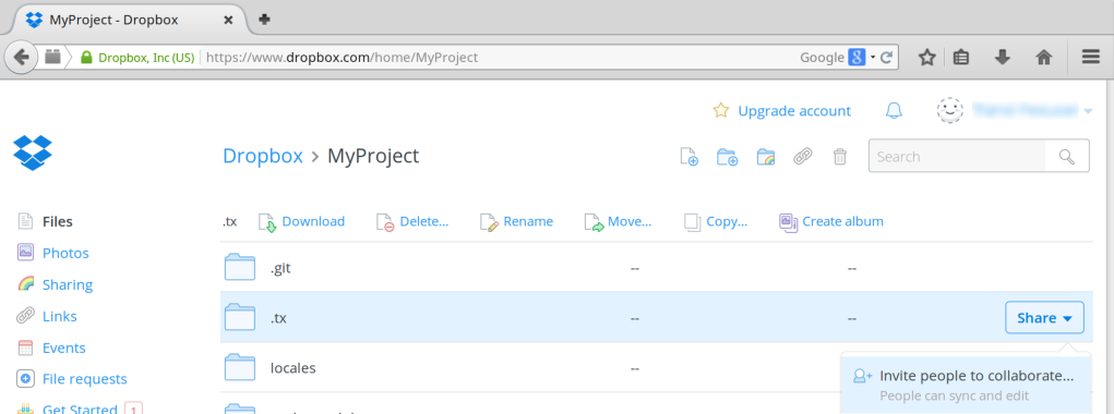 Dropbox share