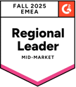 Transifex G2 Fall 2025 badge - Regional Leader in Mid-Market in EMEA