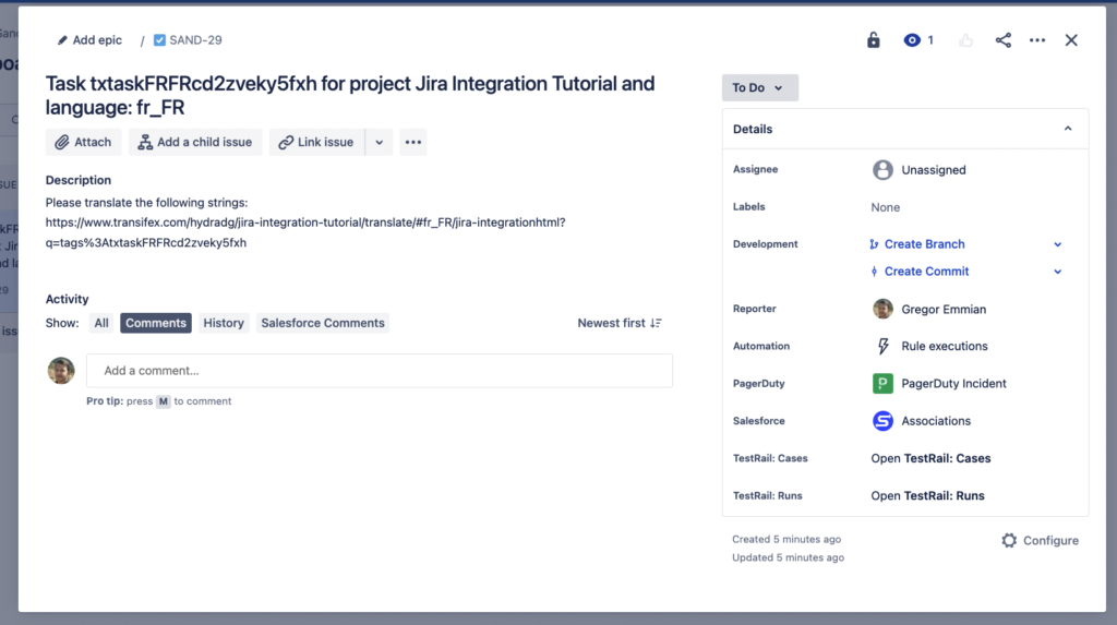 Sample Jira Issue